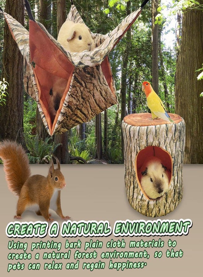 EAEDMY Guinea Pig, Rat & Ferret Tree Hole Bed and Hammock Tunnel, Parrot Bird Hideout and Soft Bed - Image 2